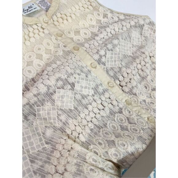 Beguile by Byron Lars Dress Women 8 Lasercut Lace Blue Cream Pretty Little Liars - Picture 6 of 12